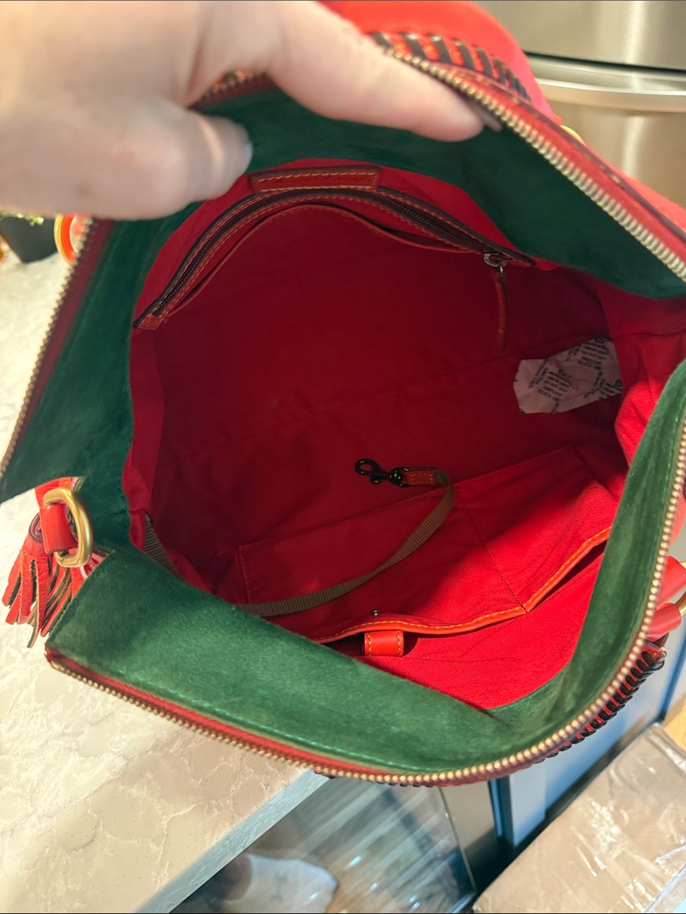 Dooney and Bourke large Florentine satchel in strawberry - Picture 9 of 12
